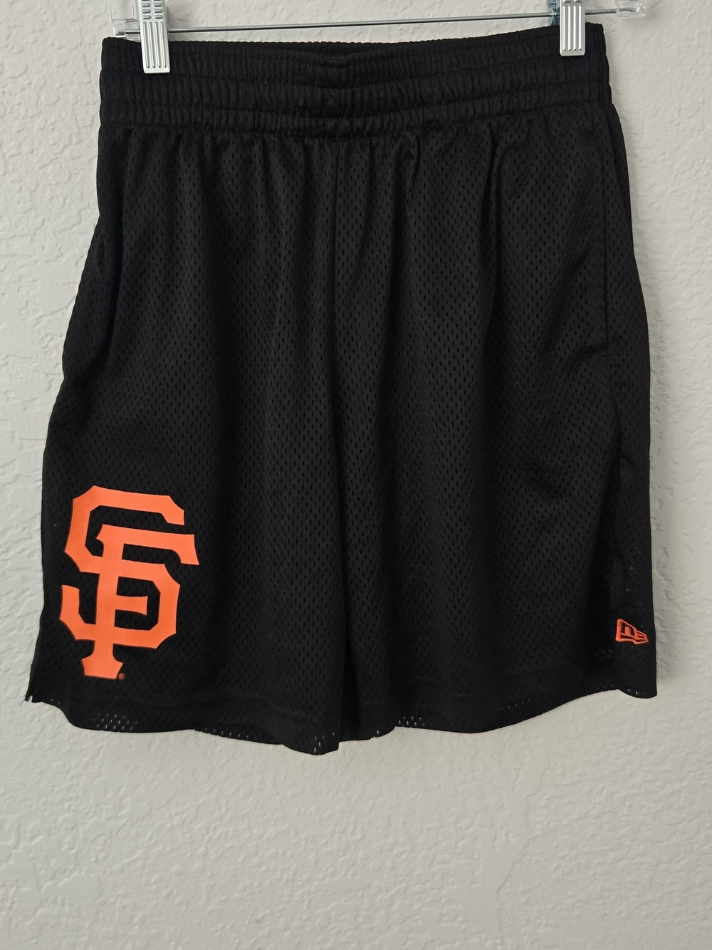 New Era Black Athletic Mesh Shorts with Orange SF Logo
